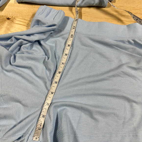 Athleta Wind Down Sleep Shorts Waffle Knit Light Blue Women's Size Medium NWT - Picture 8 of 10